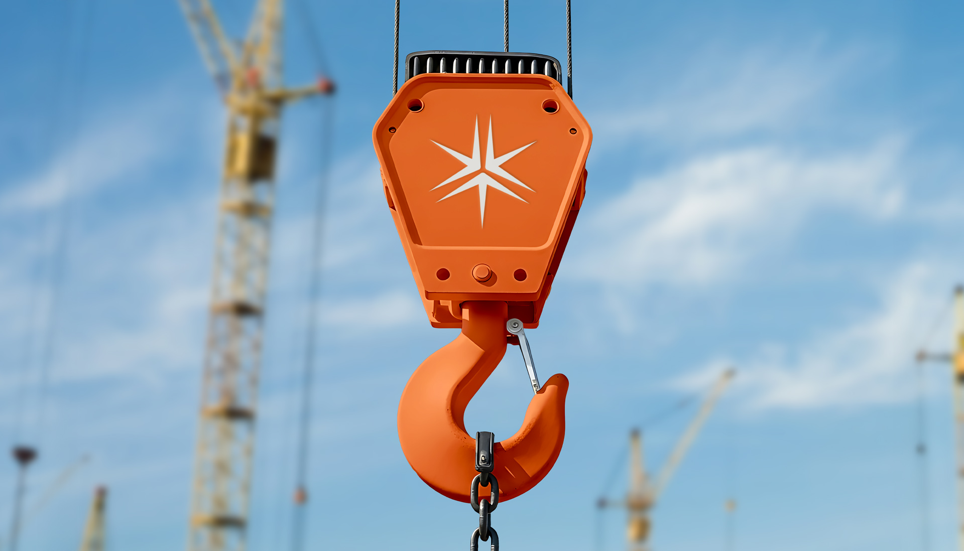 industrial hook on a construction crane with the Miller Thomson spark