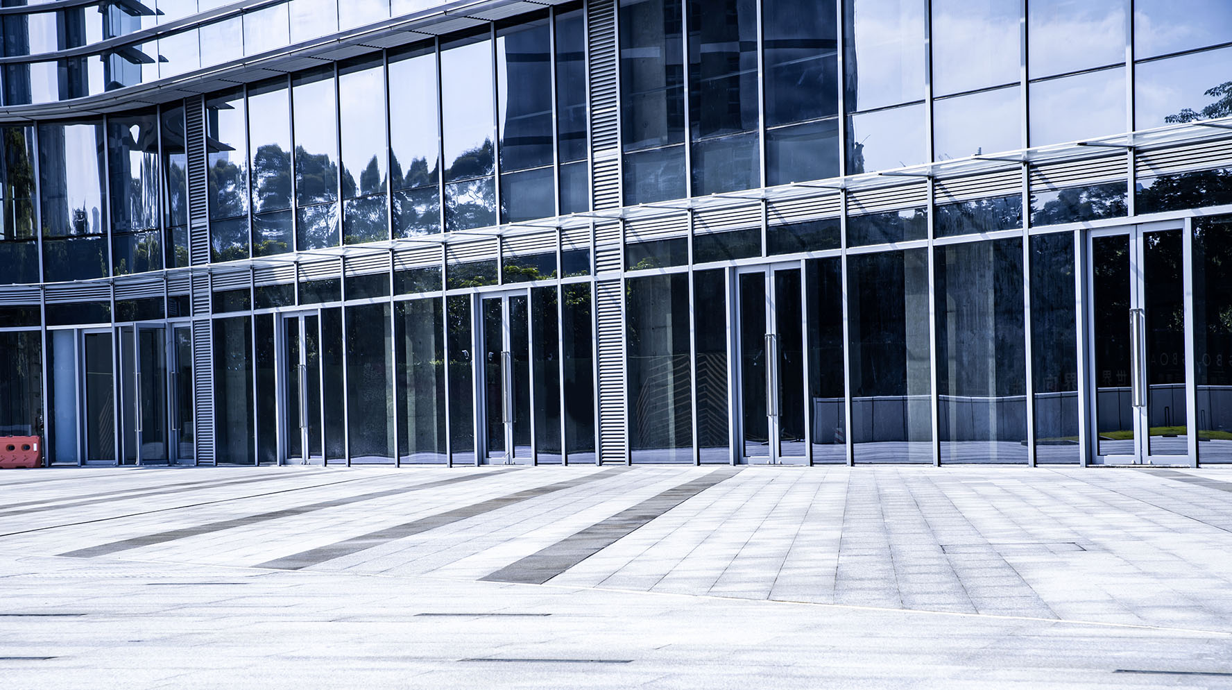 glass front of a commercial building