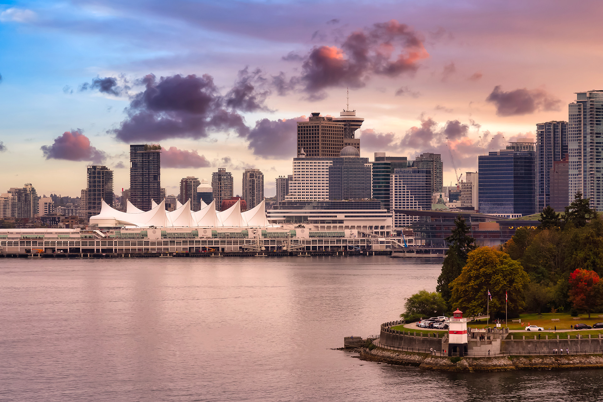 View of Canada Place and downtown Vancouver from Burrard inlet