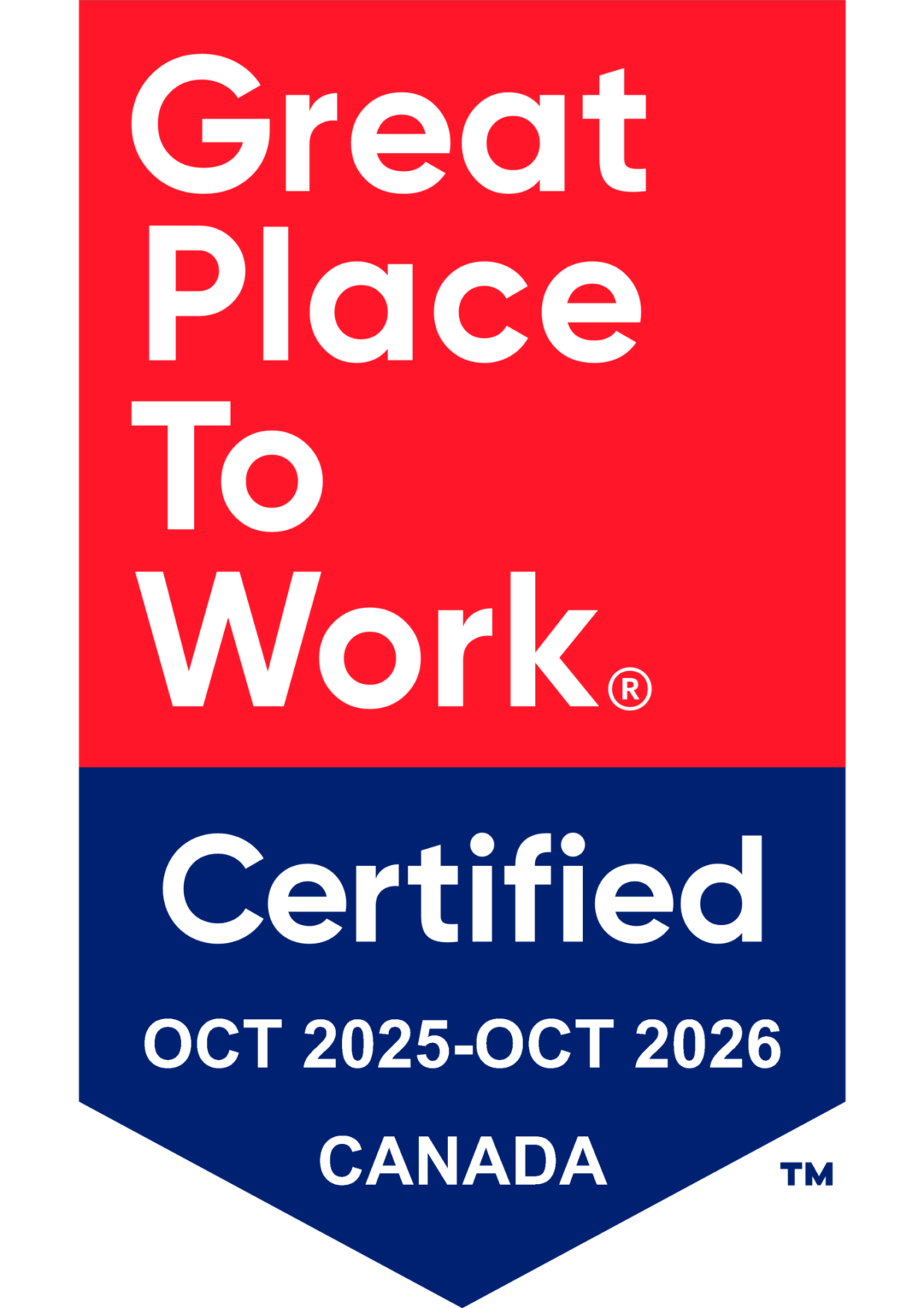 Great Place to Work - certified Oct 2025-Oct 2026