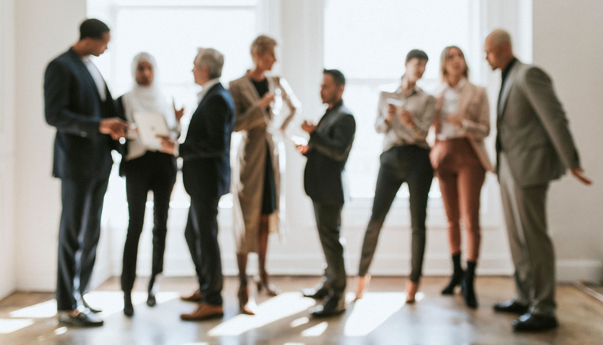 group of business people in the office lobby