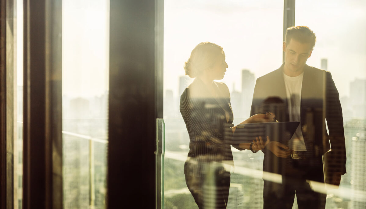 two business colleagues having a discussion