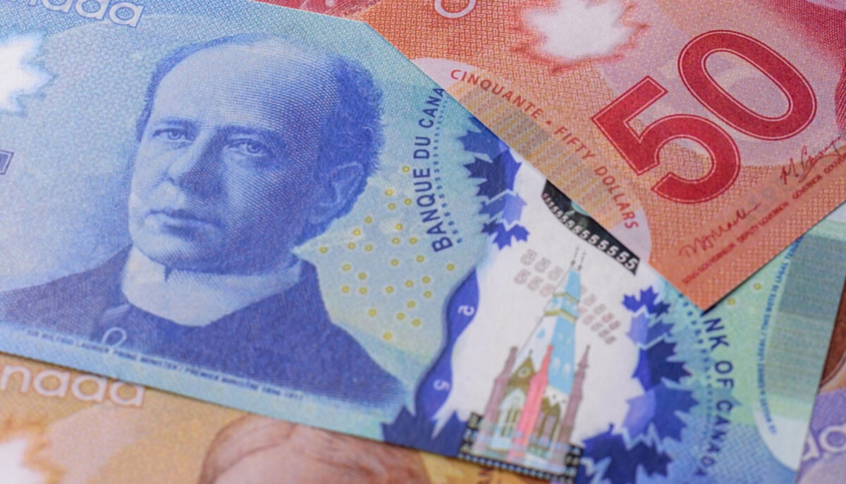 $50, $5 and $100 Canadian currency