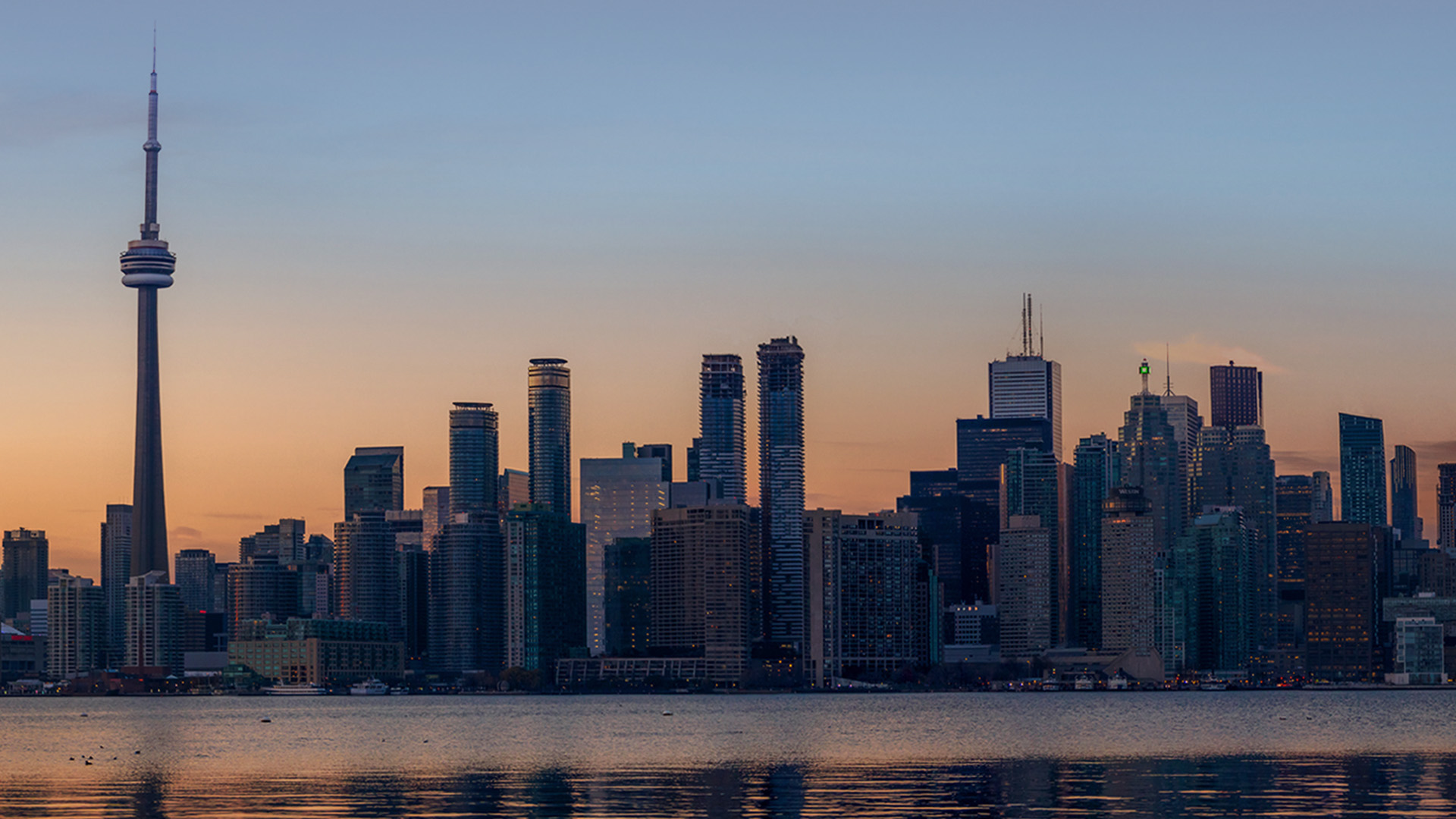 Toronto skyline at sunset